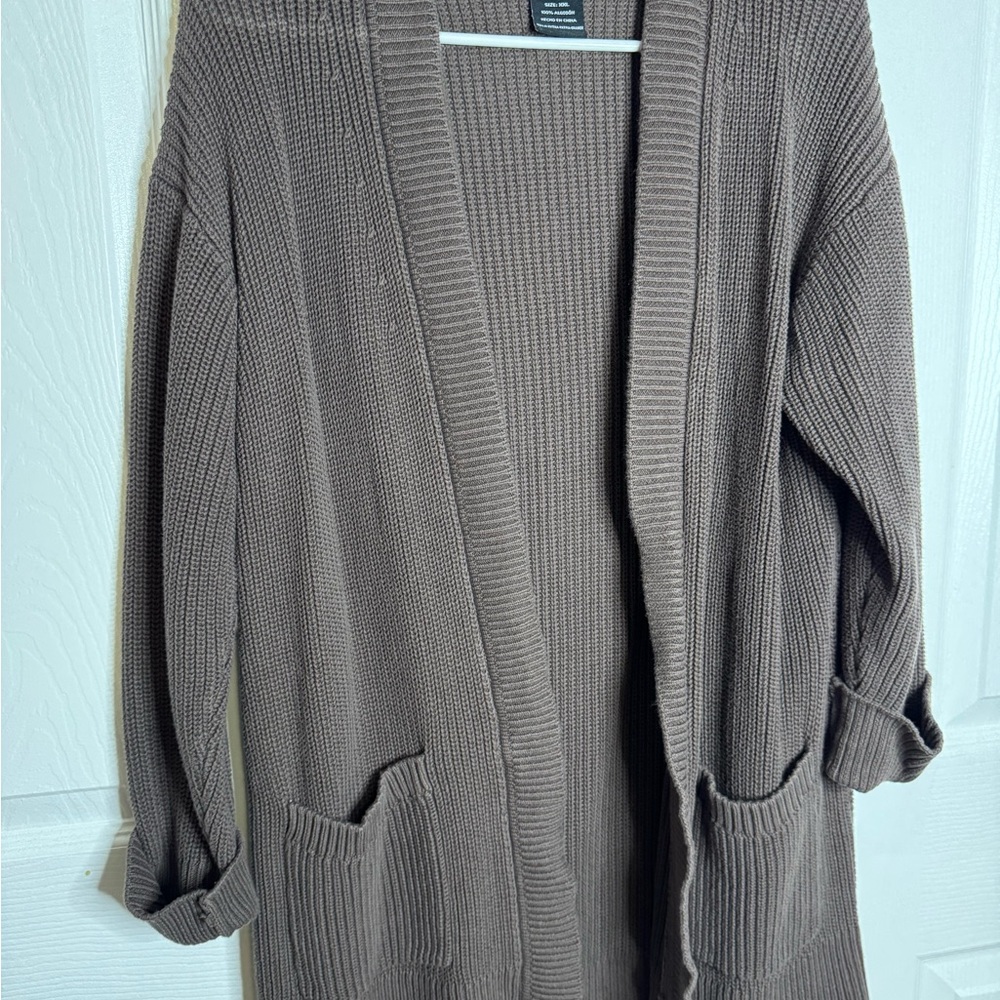 Cozy Brown Open-Front Sweater